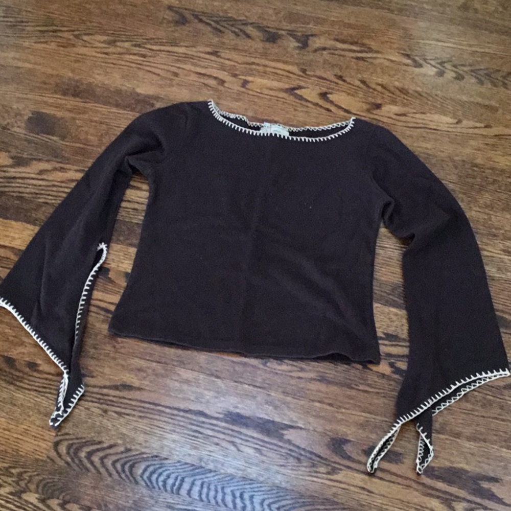 Brown Boho Statement Sleeve Top
